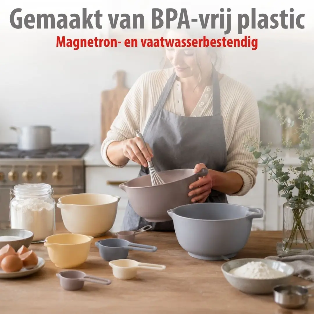Alpina Beslagkom Set 8-delig - 2,8L - BPA-vrij - Magnetronbestendig - Beige - afbeelding 5 van 6