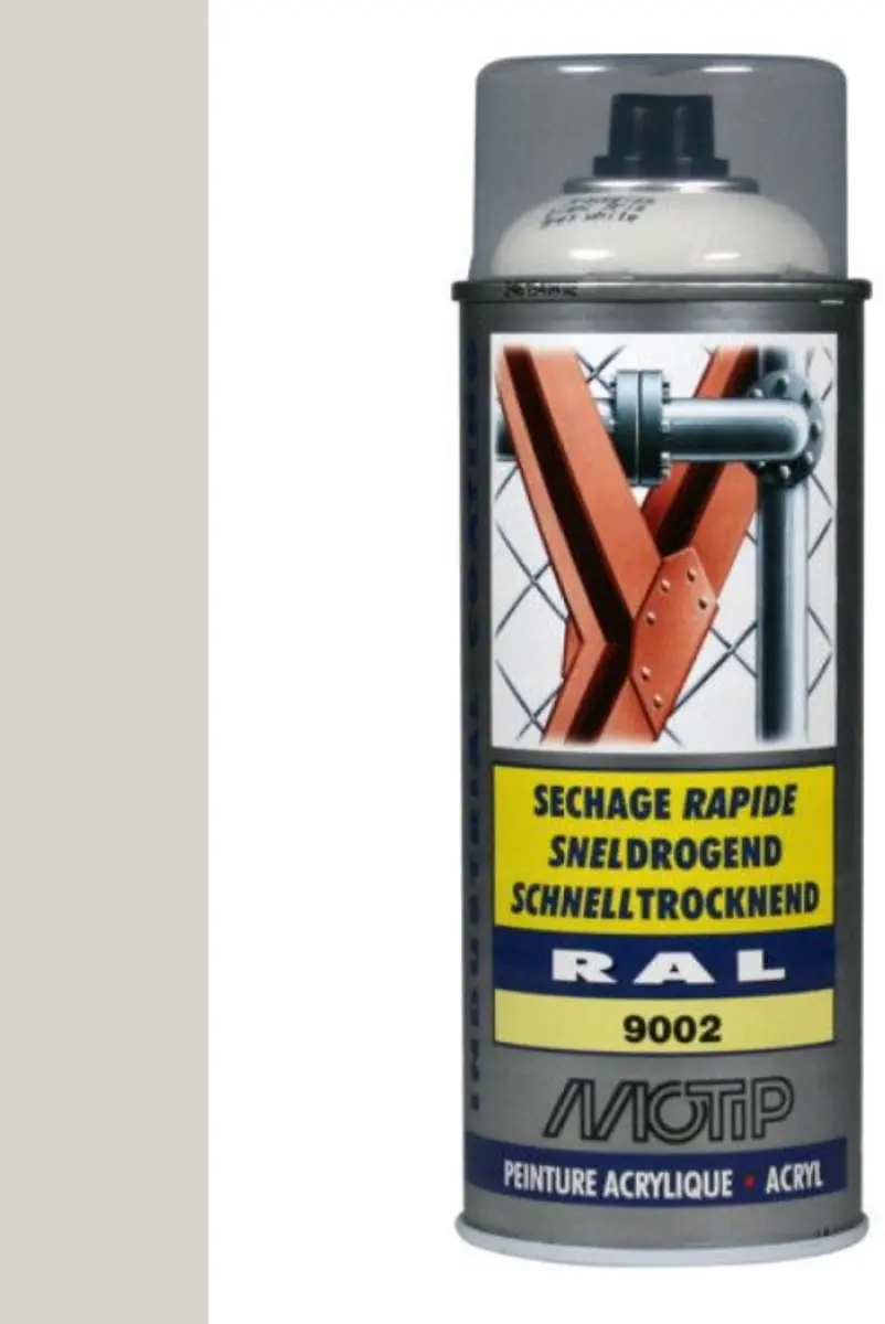 Motip Acryllak Hoogglans RAL 9002 Grijswit 400ml - afbeelding 2 van 2