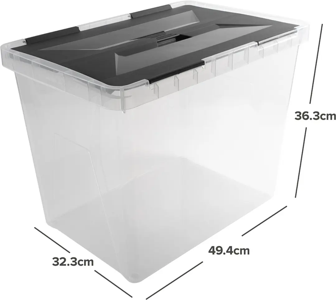 Sunware Onyx Opbergbox 40L - 49.4x32.3x36.3cm - Transparant/Grijs