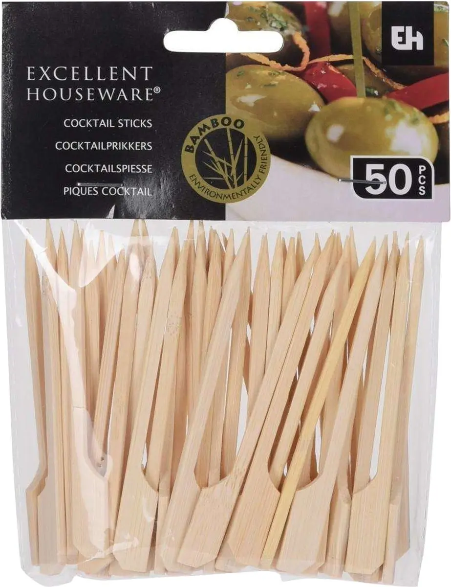 Excellent Houseware Cocktailprikkers Bamboe 9cm