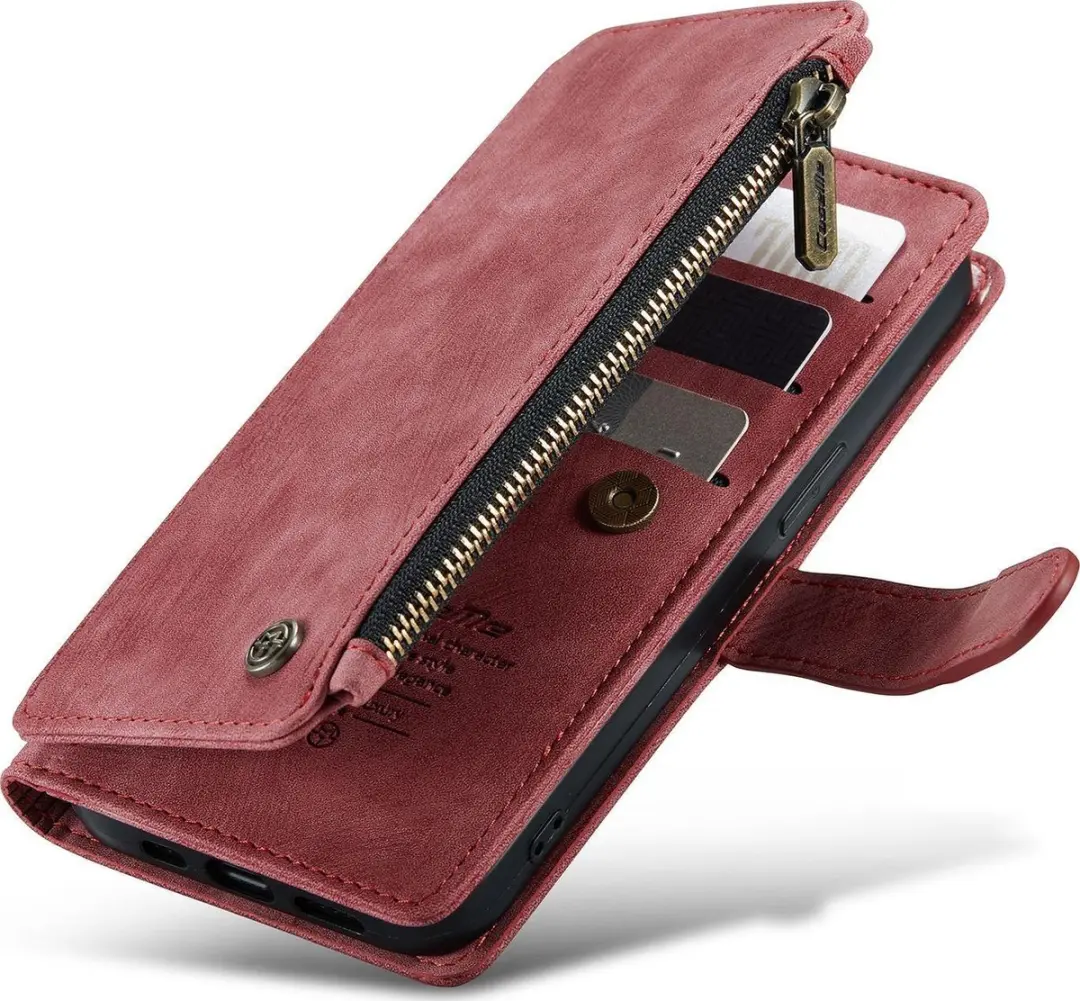 Caseme iPhone SE/5s/5 Billfold Lederen Hoes - 13 Kaartvakken - Rood - afbeelding 4 van 6