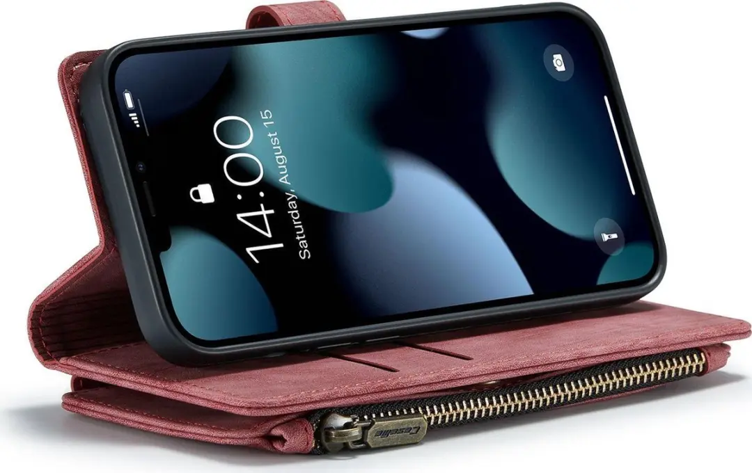 Caseme iPhone SE/5s/5 Billfold Lederen Hoes - 13 Kaartvakken - Rood - afbeelding 6 van 6