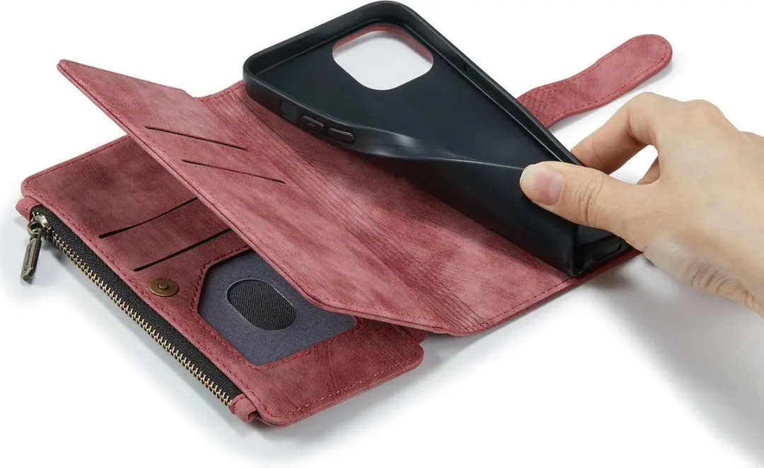 Caseme iPhone SE/5s/5 Billfold Lederen Hoes - 13 Kaartvakken - Rood - afbeelding 5 van 6