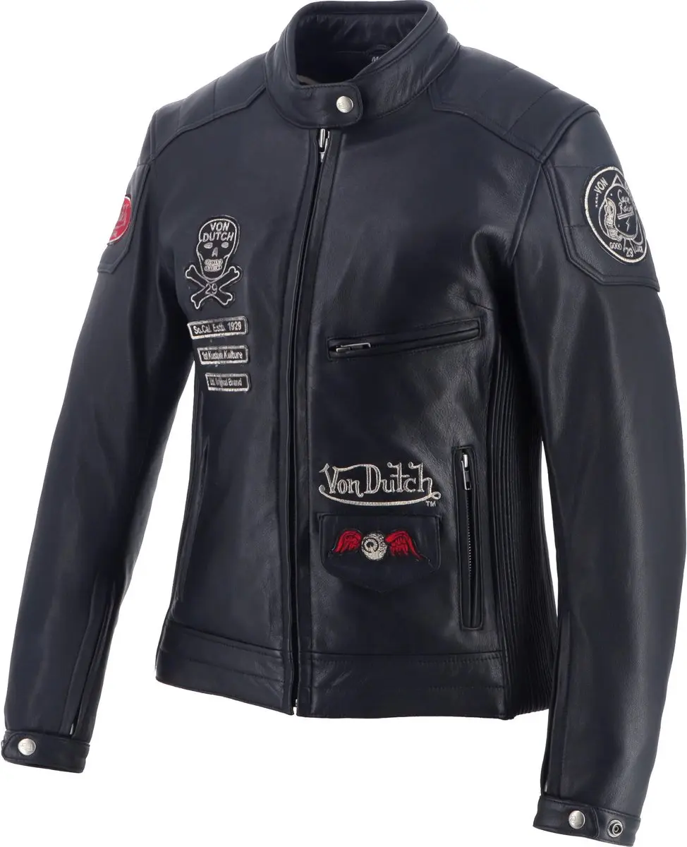 Von Dutch X Helstons Pretty Dames Lederen Motorfietsjas - Zwart XL