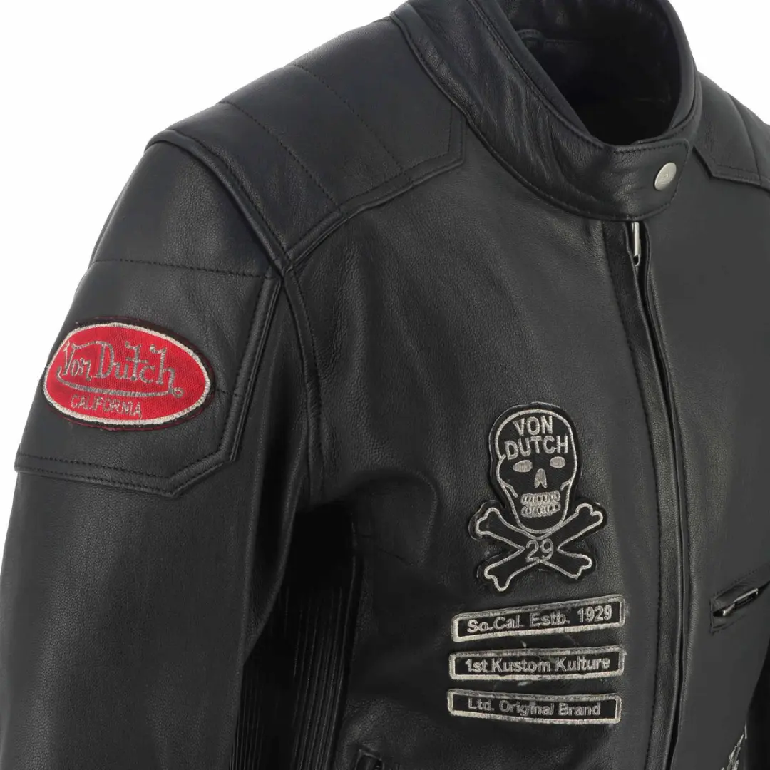 Von Dutch X Helstons Pretty Dames Lederen Motorfietsjas - Zwart XL