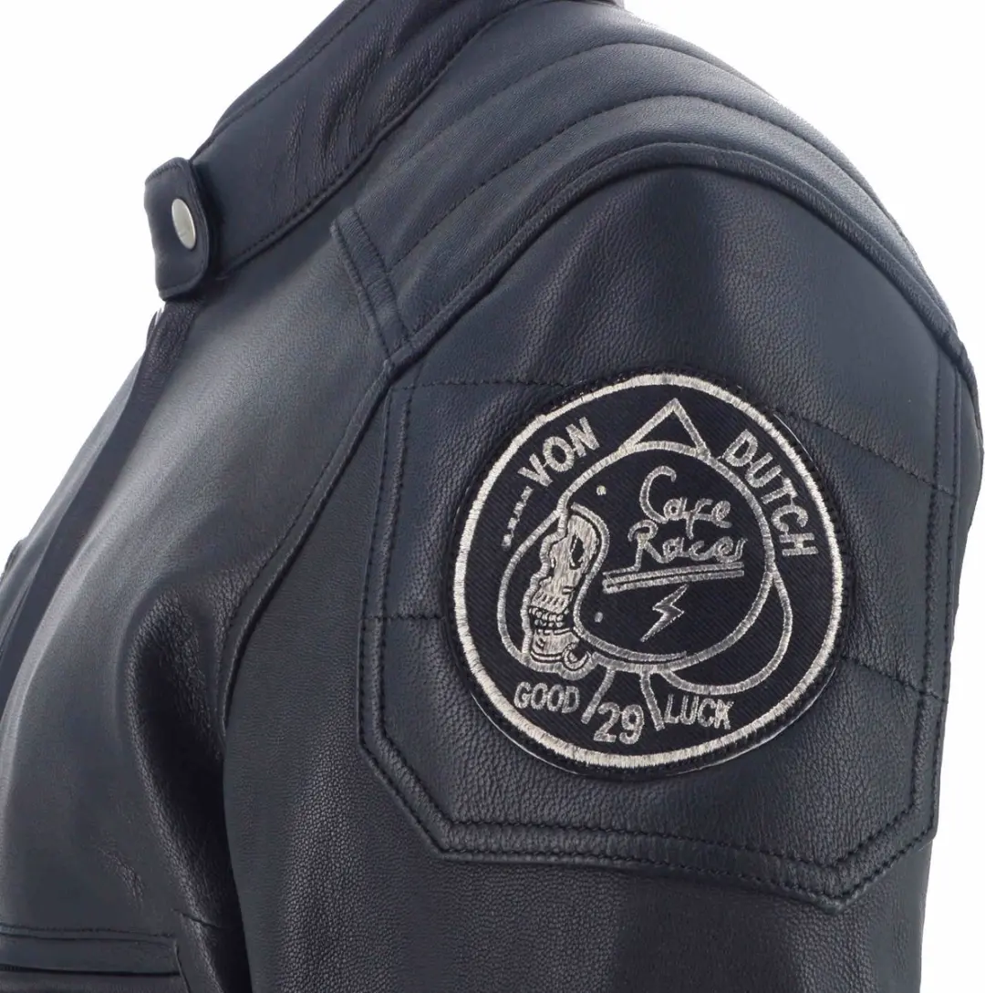 Von Dutch X Helstons Pretty Dames Lederen Motorfietsjas - Zwart XL