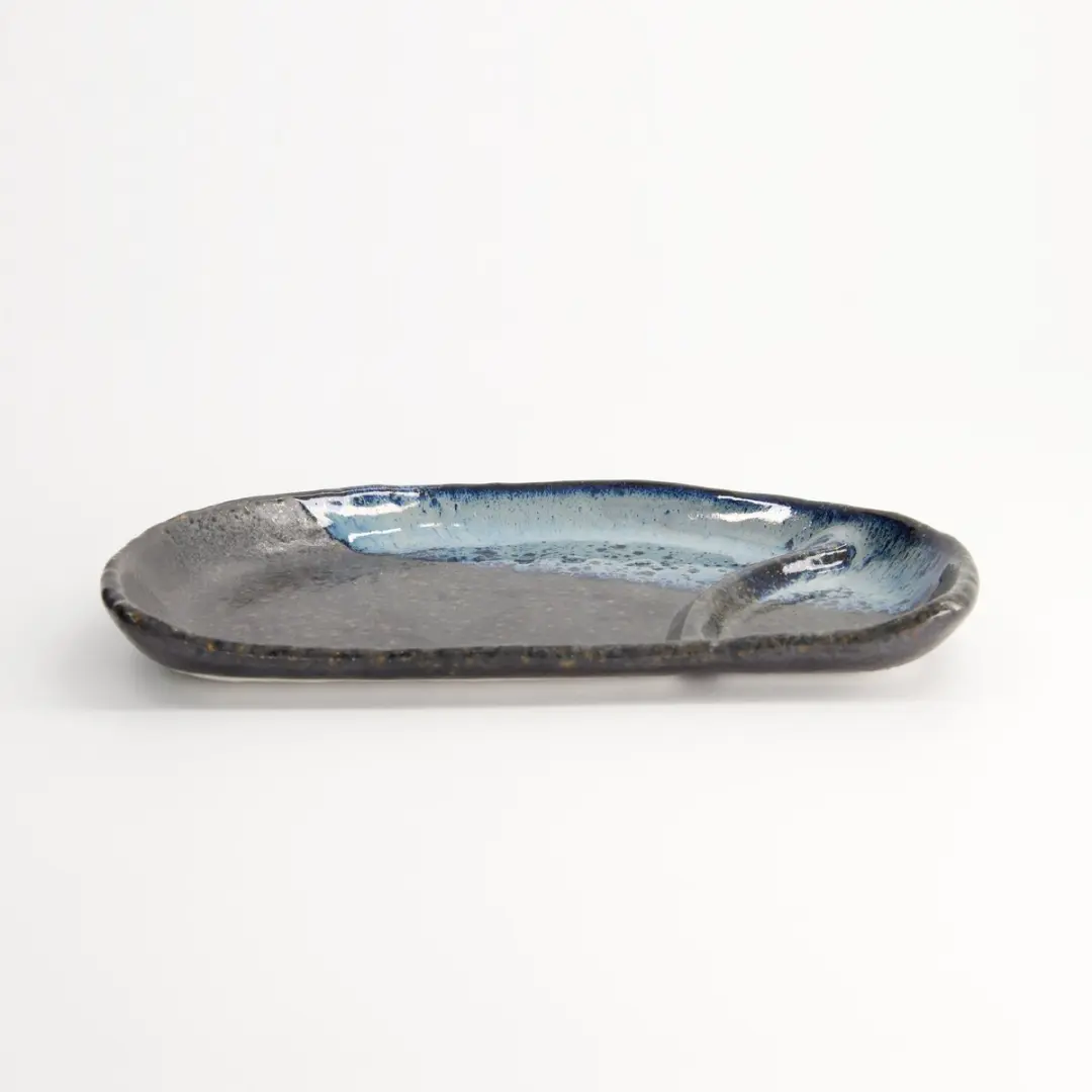 Tokyo Design Studio Mino Craft Serveerbord 22,5x13cm - Zwart/Blauw