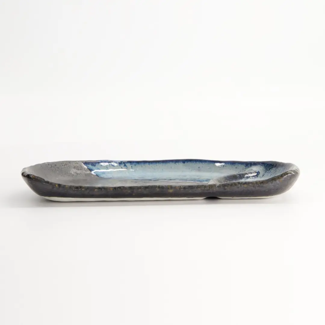 Tokyo Design Studio Mino Craft Serveerbord 22,5x13cm - Zwart/Blauw