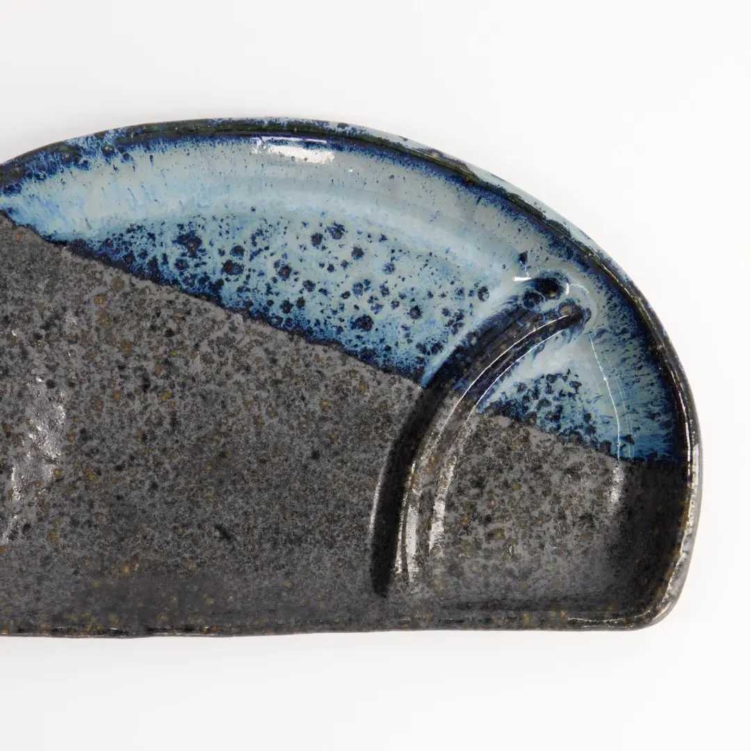 Tokyo Design Studio Mino Craft Serveerbord 22,5x13cm - Zwart/Blauw