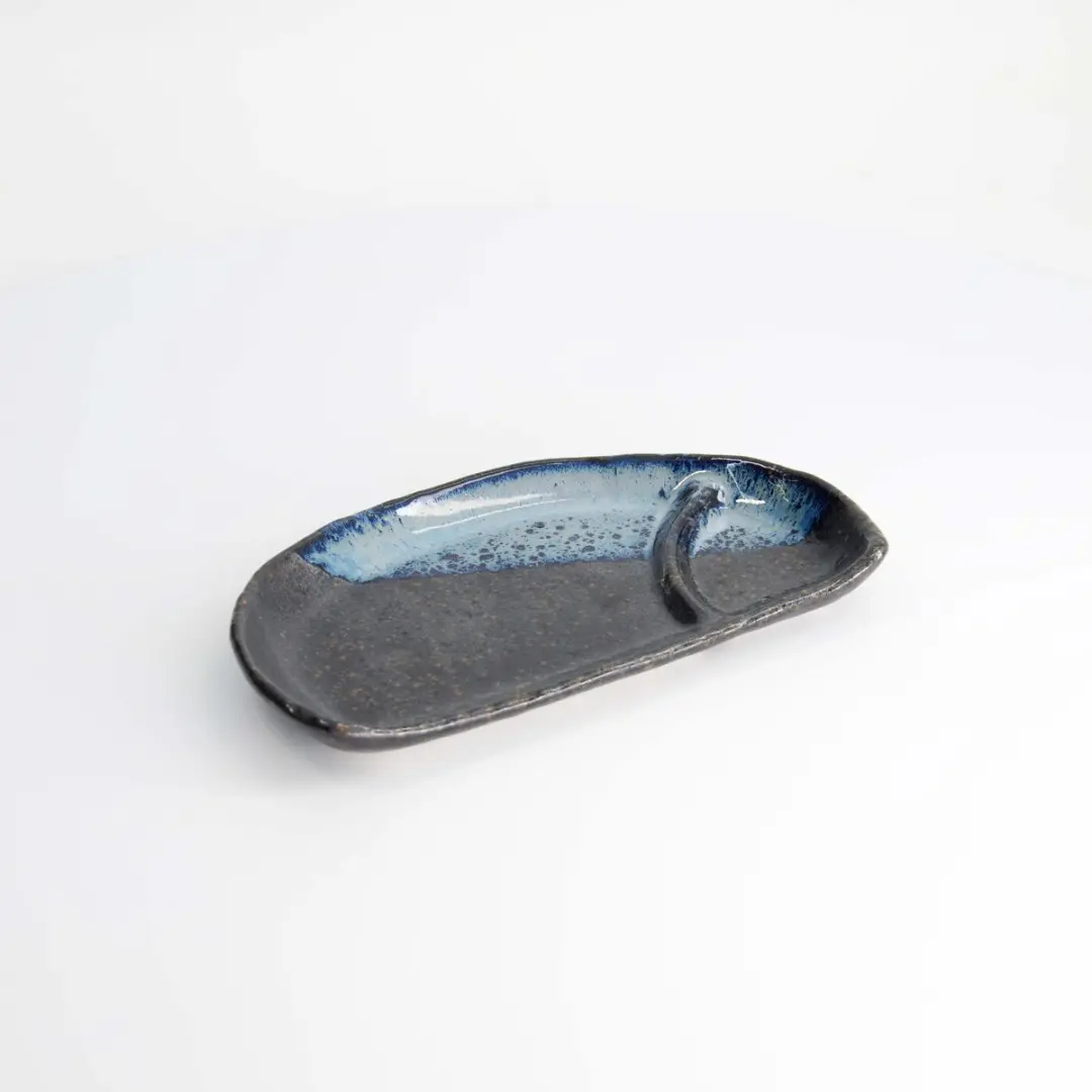 Tokyo Design Studio Mino Craft Serveerbord 22,5x13cm - Zwart/Blauw