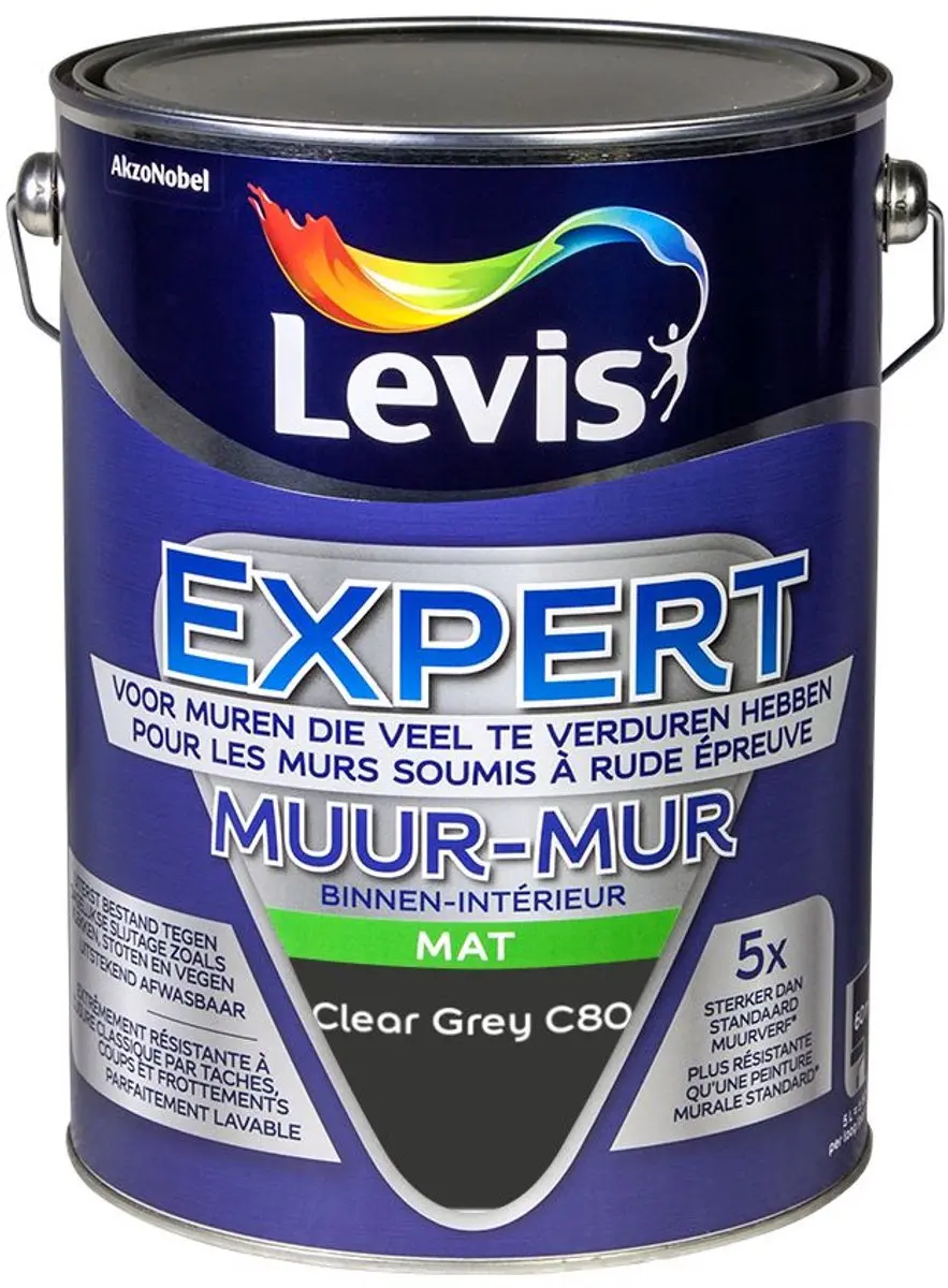 Levi's Expert Muur Binnen Mix Clear Grey C80 Mengverf 5L