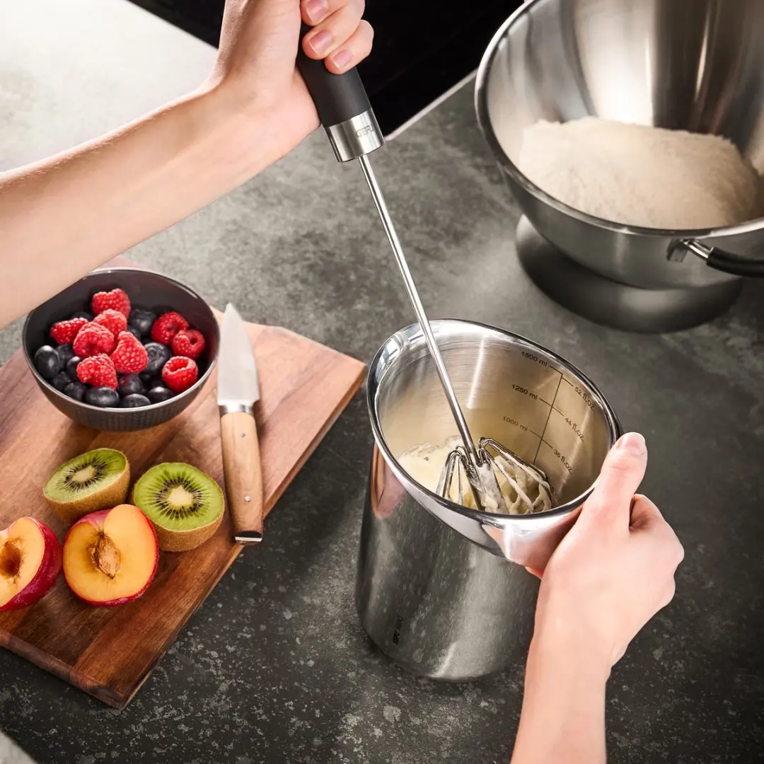 GEFU MERO Mengkom 1,5L - RVS met Antislip Bodem - Zilver