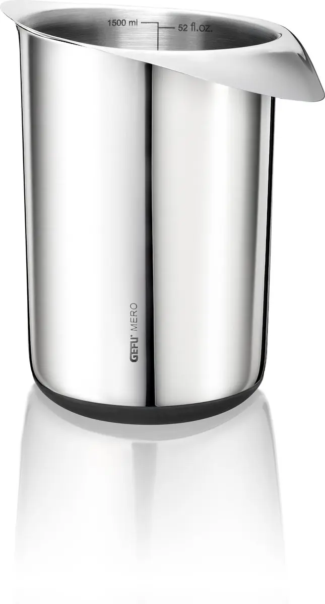 GEFU MERO Mengkom 1,5L - RVS met Antislip Bodem - Zilver