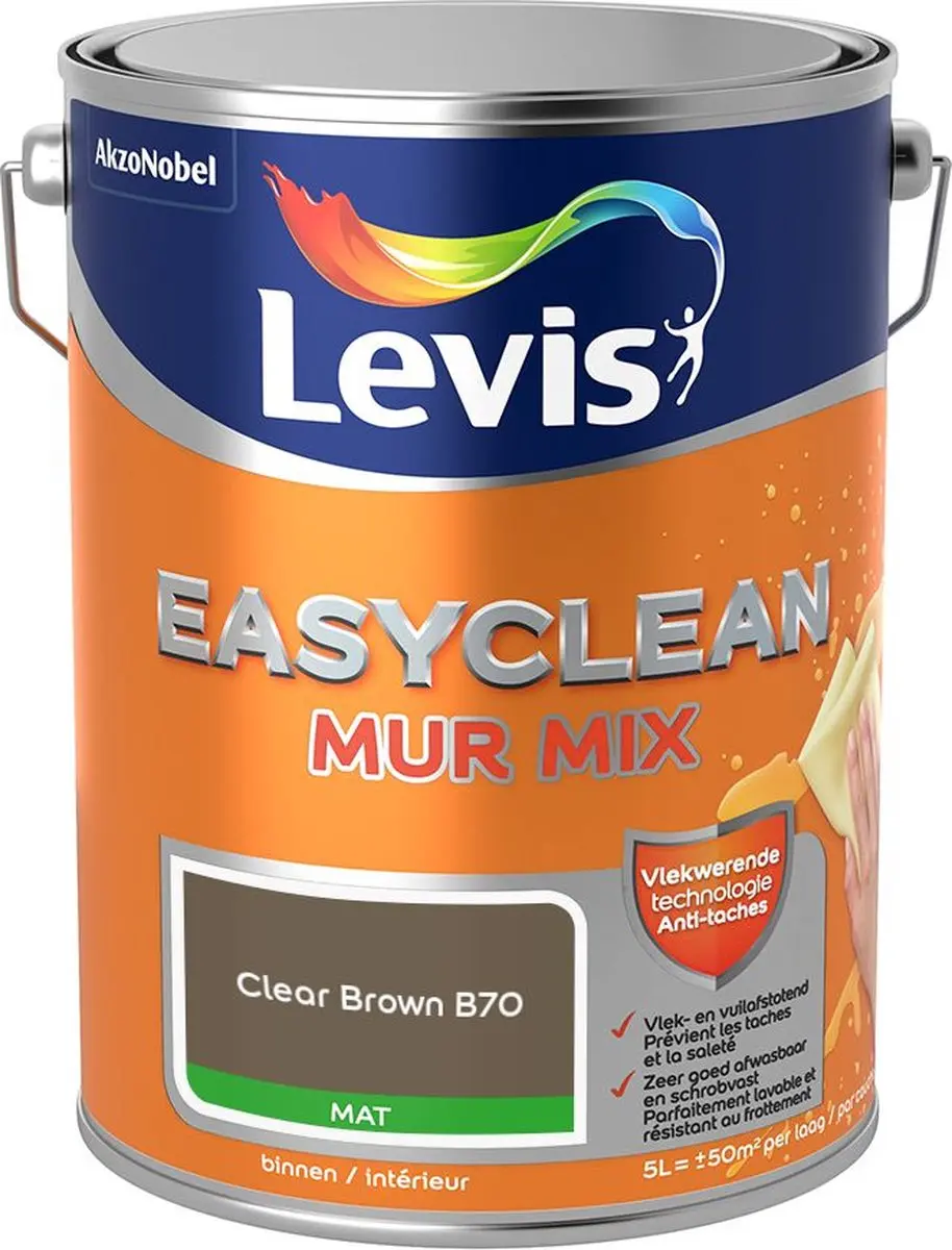 Levi's Easyclean Mur Mat Mix Clear Brown B70 Mengverf 5L