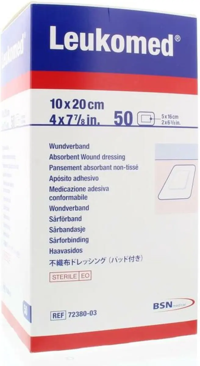 Leukoplast Leukomed Wondpleister Steriel 10x20cm - 50 Stuks