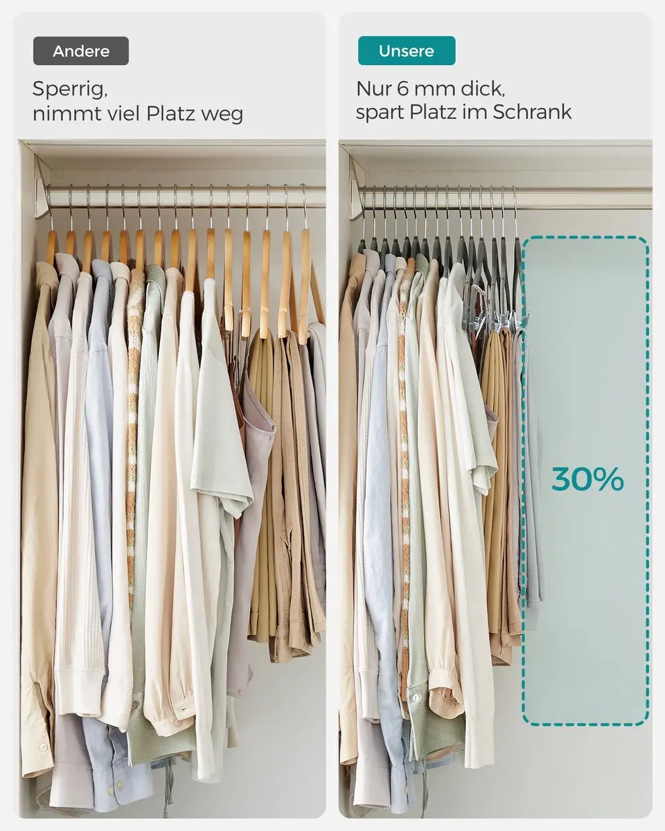 Songmics Kledinghangers Verstelbaar - 20 Stuks - Grijs
