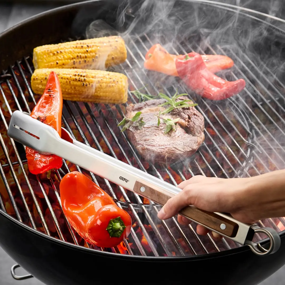 GEFU Serino Barbecuetang - 42,5 cm - RVS & Walnotenhout