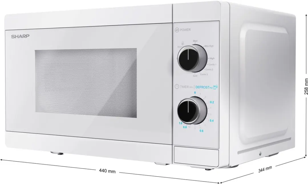 Sharp YC-MG01E-W Grill - 1000W - 25,5cm Draaiplateau - Wit/Zwart