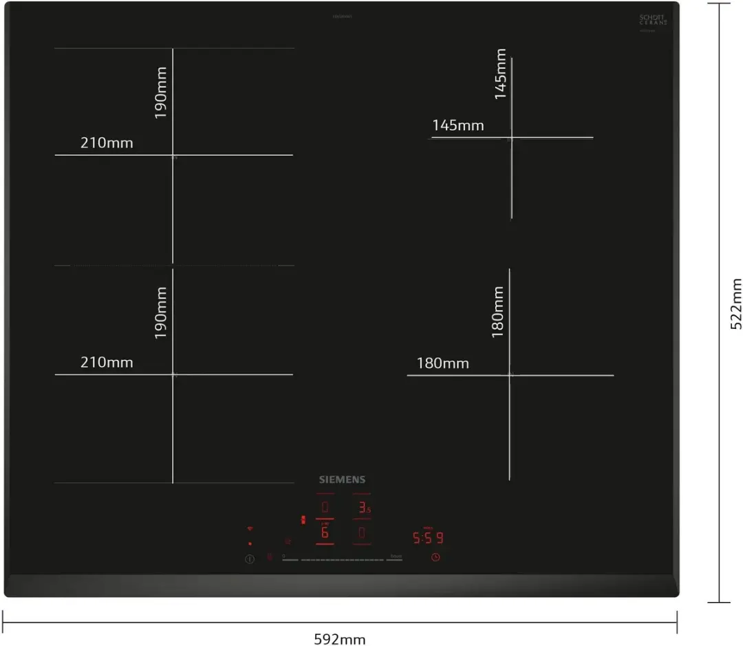 Siemens iQ500 ED65KHSB1E Inductiekookplaat 60cm - 4 Zones - Zwart