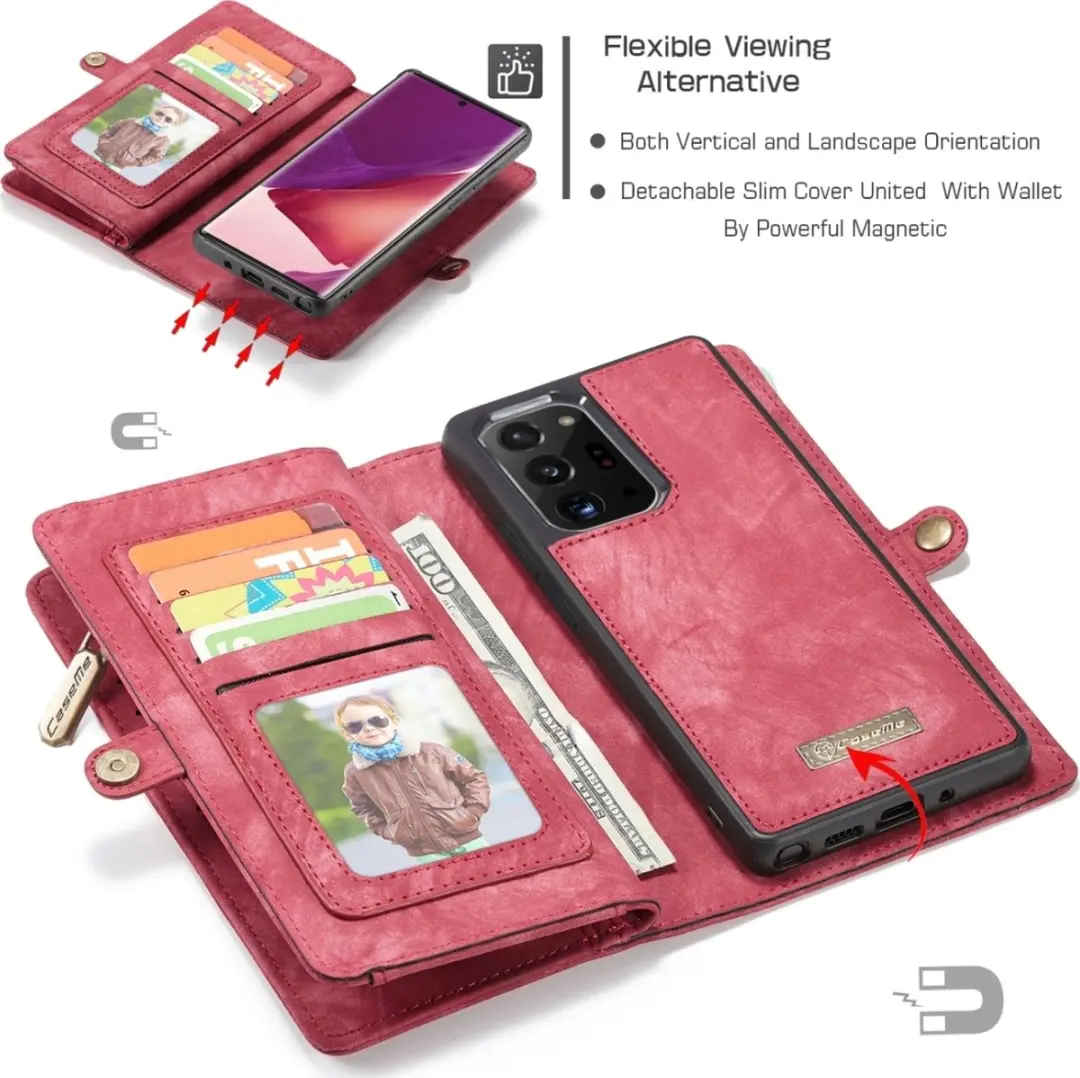 Caseme 008 Telefoonhoesje Samsung Galaxy Note 20 Ultra - 2in1 Bookcase Rood