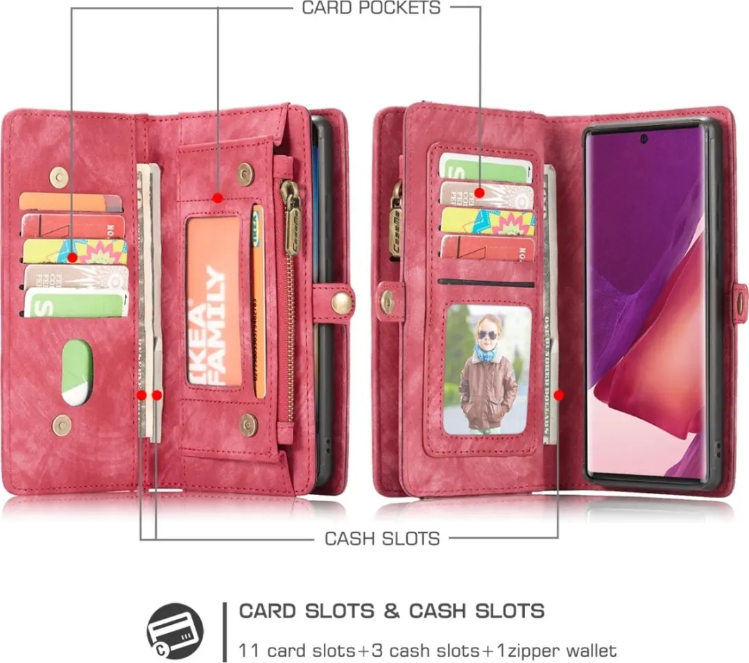 Caseme 008 Telefoonhoesje Samsung Galaxy Note 20 Ultra - 2in1 Bookcase Rood - afbeelding 6 van 6