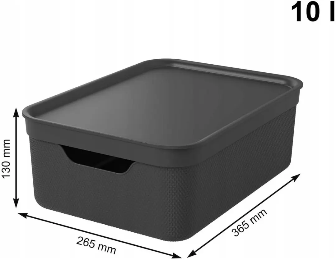 Rotho Jive Opbergboxen 3x10L - Zwart/Antraciet