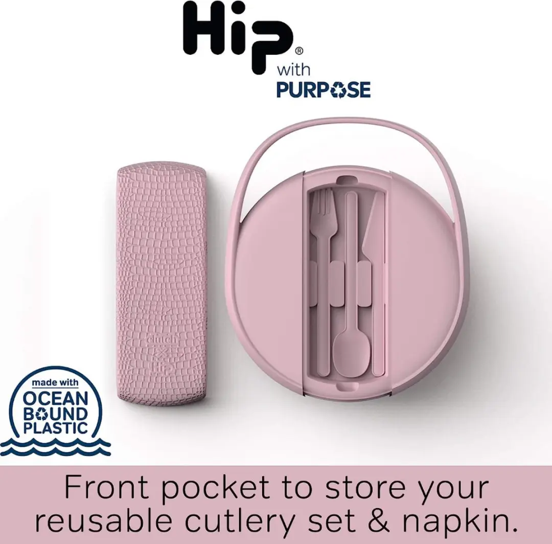 Hip Clutch Lunchbox - Roze - 6-delig met bestek