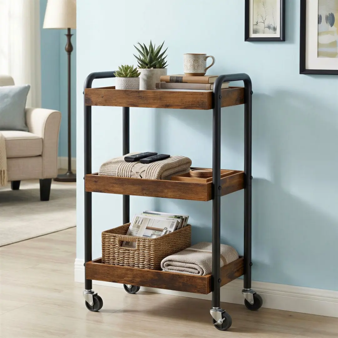 Songmics Serveerwagen MDF - 27,5x41,3x73cm - Bruin