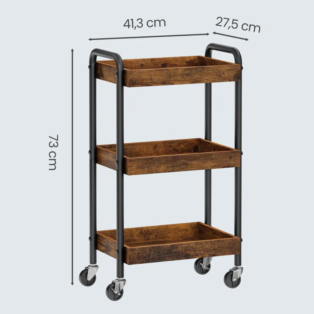 Songmics Serveerwagen MDF - 27,5x41,3x73cm - Bruin
