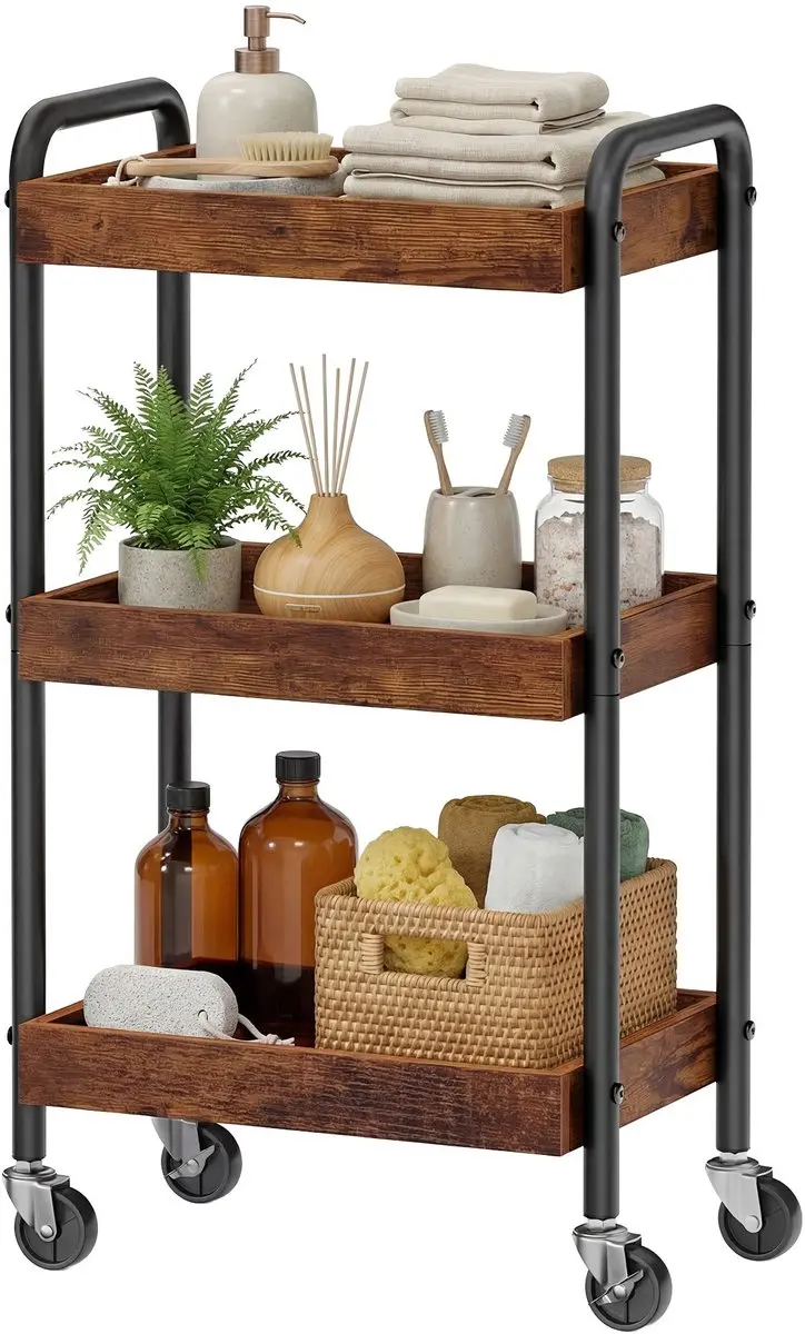 Songmics Serveerwagen MDF - 27,5x41,3x73cm - Bruin