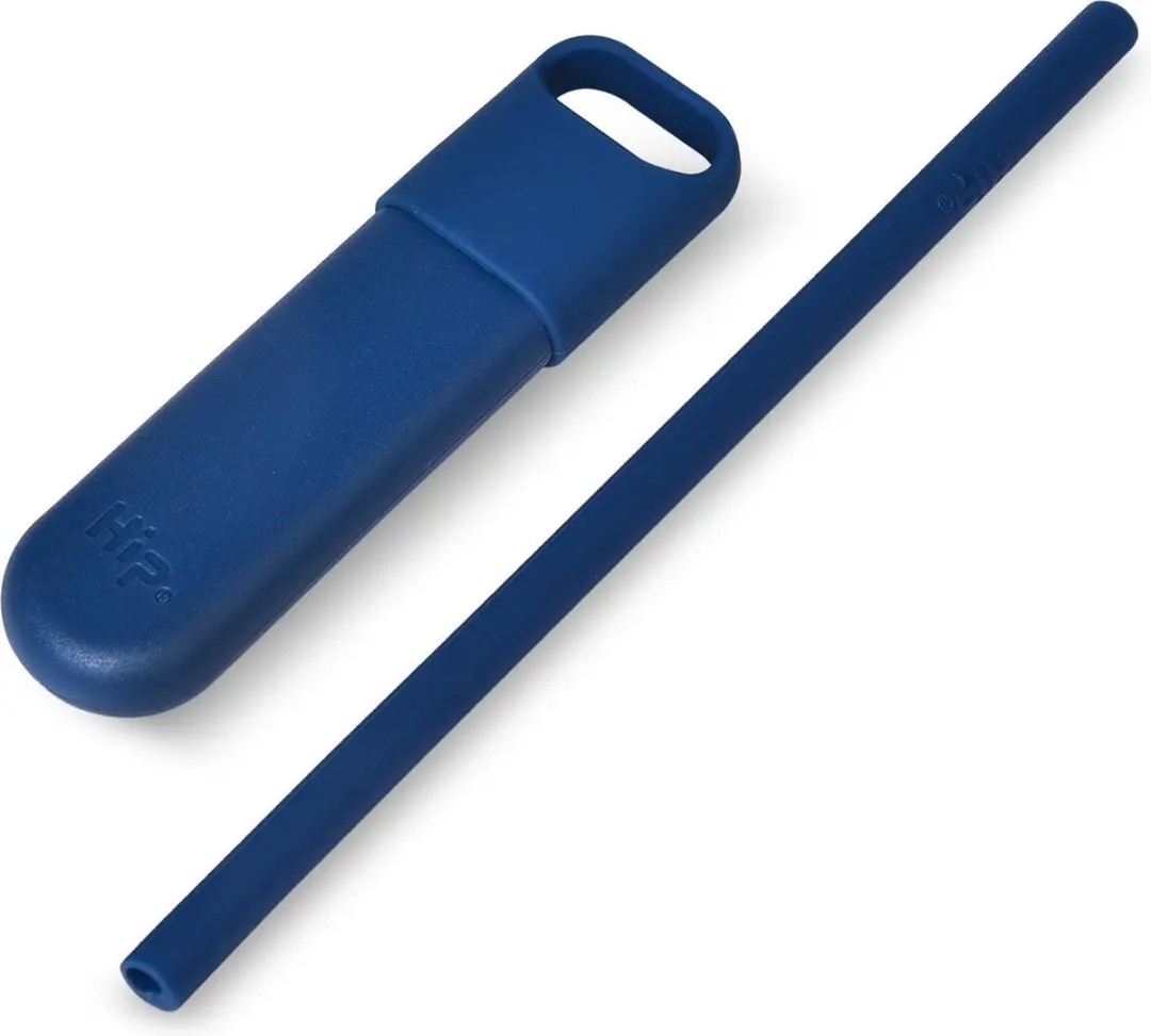 Hip OBP Squeaky Clean Rietje met Houder - Siliconen - Blauw