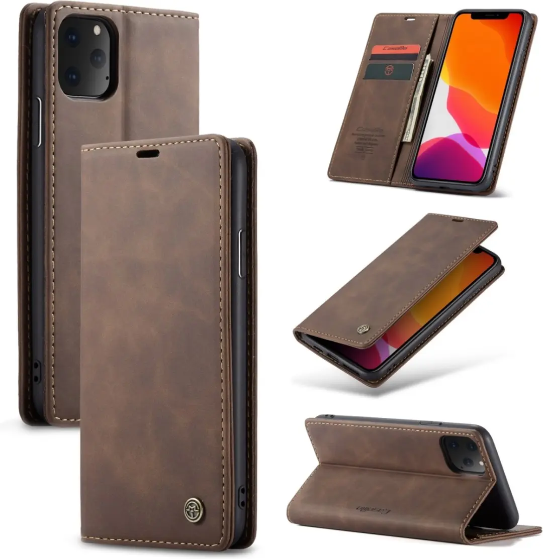 Caseme Luxe Wallet Hoesje iPhone 11 Pro - Coffee - 2 Pasjes - afbeelding 6 van 6