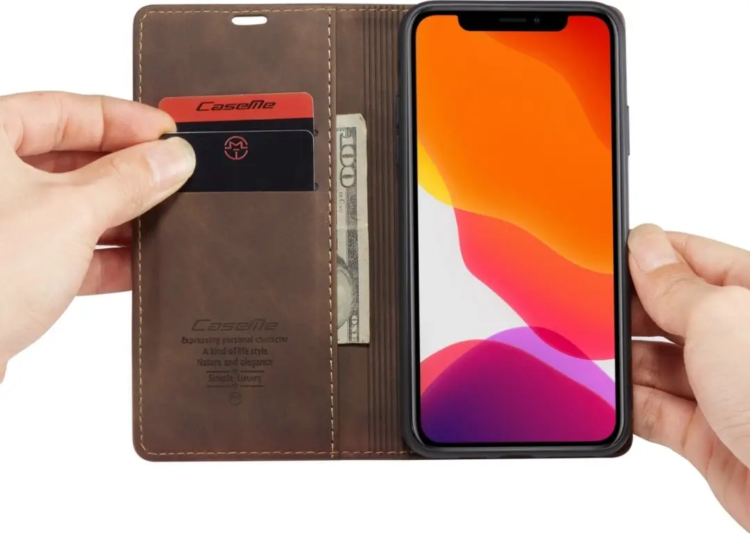 Caseme Luxe Wallet Hoesje iPhone 11 Pro - Coffee - 2 Pasjes
