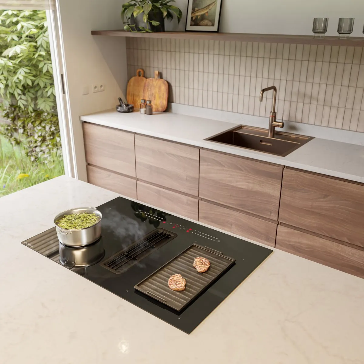 Inventum IKA8035 Inbouw Inductiekookplaat met Afzuiging 80cm - 4 Zones - Zwart