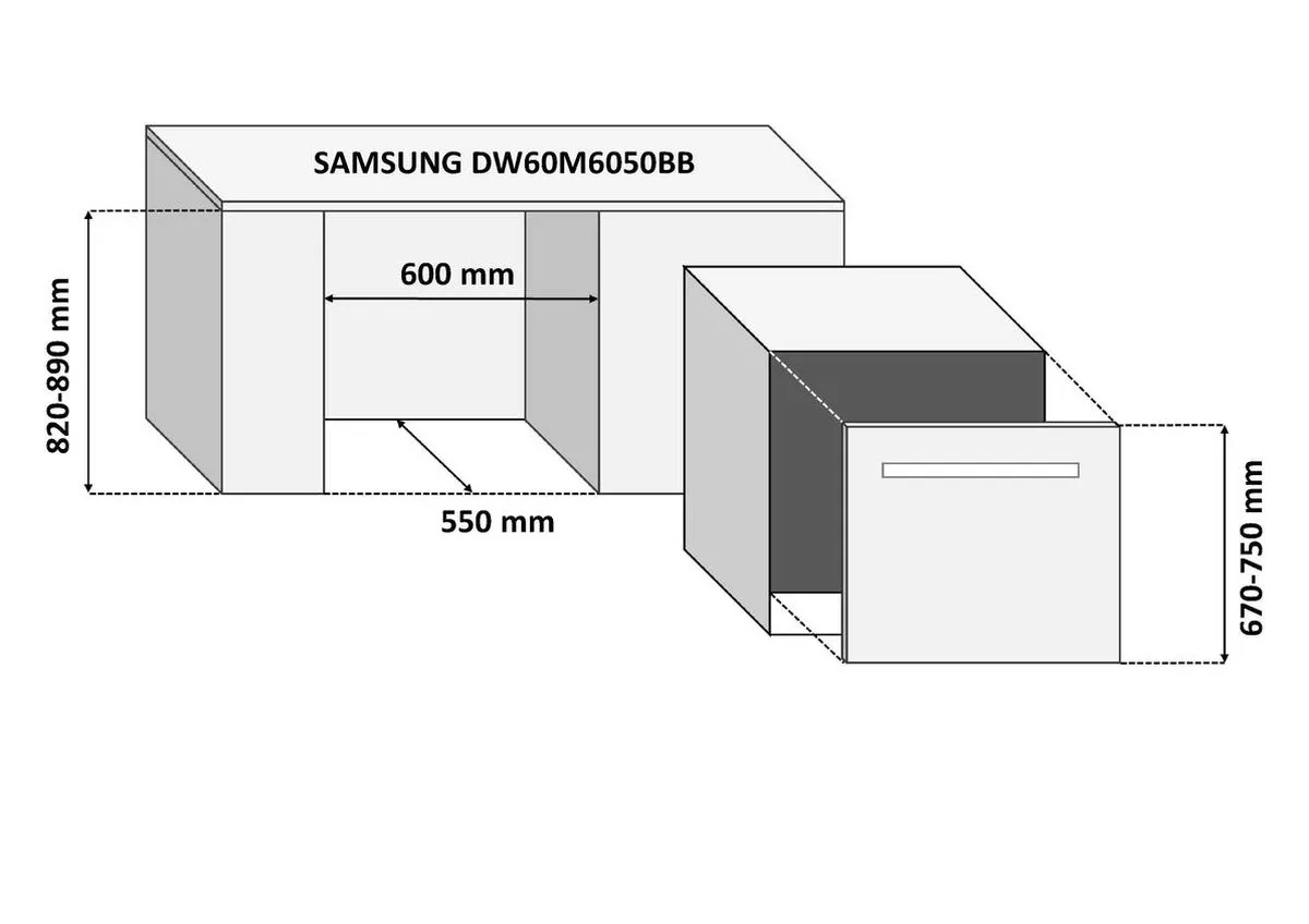 Samsung DW60M6050BB Inbouw Vaatwasser 14 Couverts