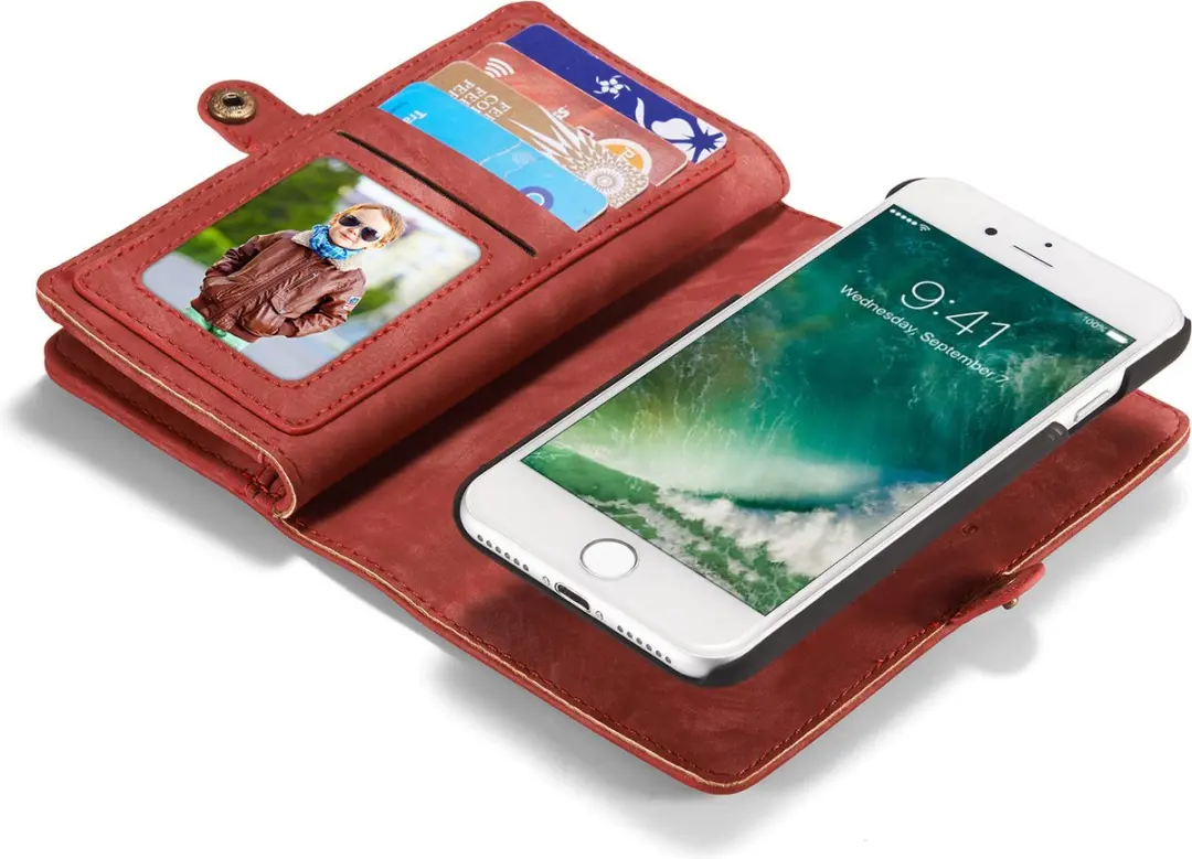 Caseme iPhone 7/8 Vintage Portemonnee Hoesje 551334 - Rood