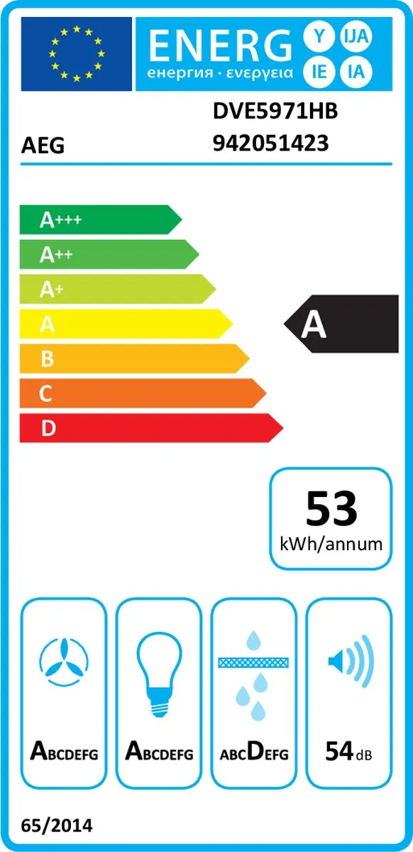 AEG DVE5971HB Wand Afzuigkap 90cm - 700m³/u