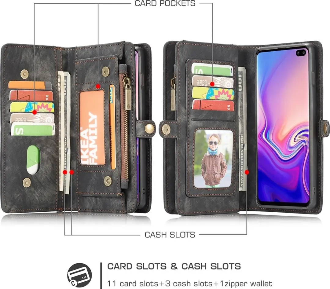 Caseme Luxe Wallet Bookcase Samsung Galaxy S10+ - Zwart