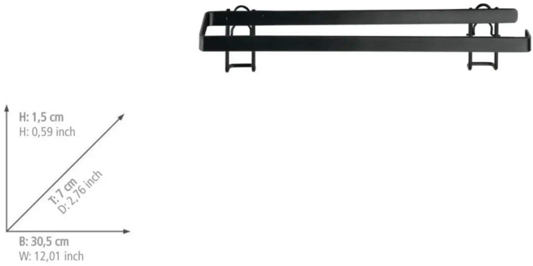 Wenko Gala Keukenrolhouder Wand 31cm - Zwart Staal