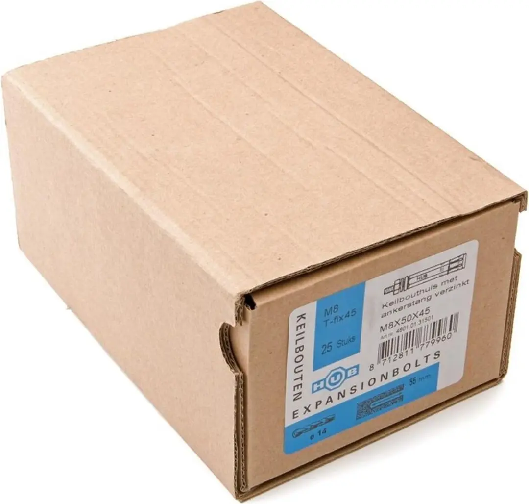 Hub Hoenderdaal Keilbout M8x50x75mm - Type A - Grijs