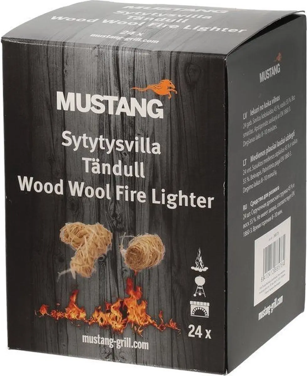 Mustang Houtwol Aanmaakblokjes 24 Stuks - Wit