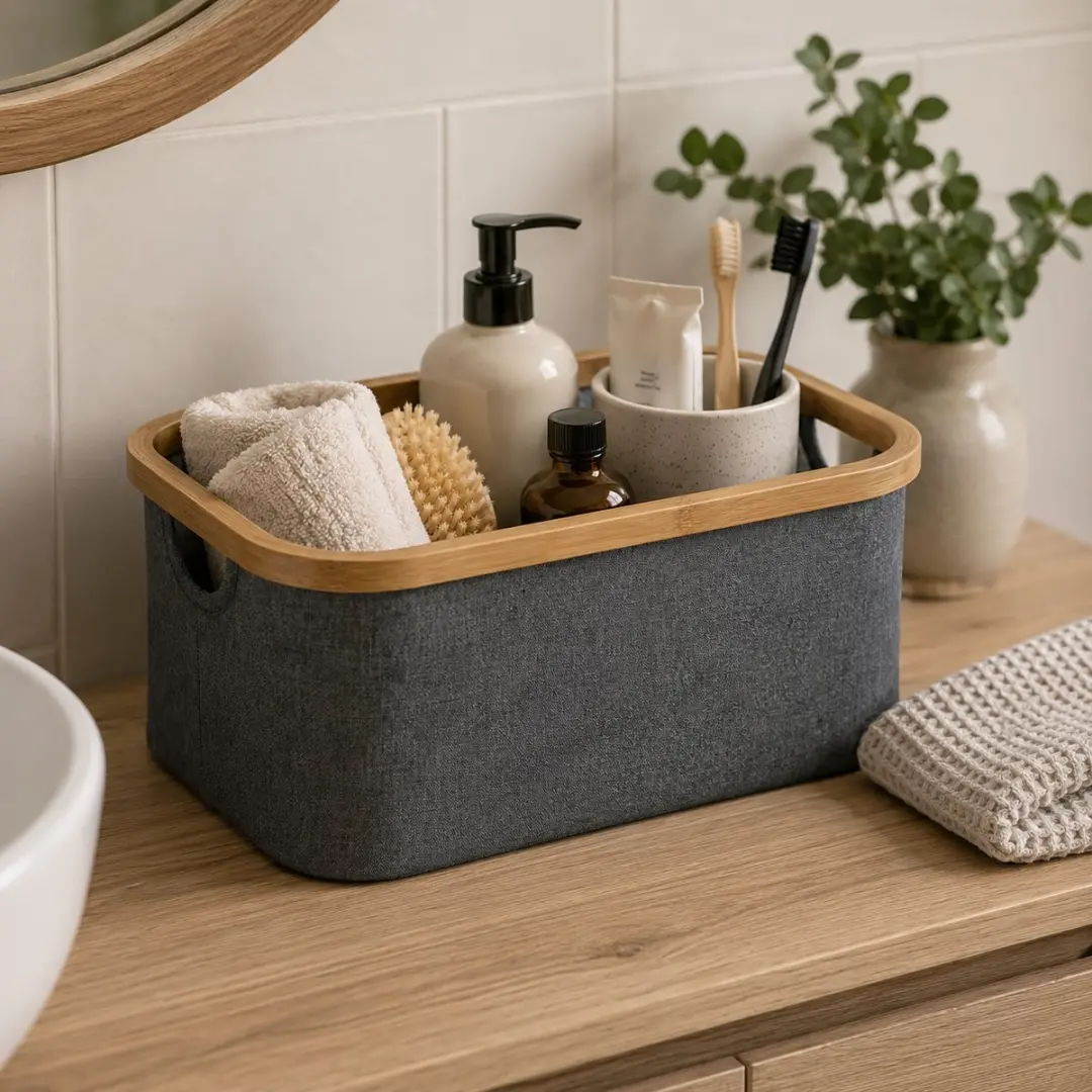Alpina Bamboe Opbergmand 38x26x16cm - 3 Vakken