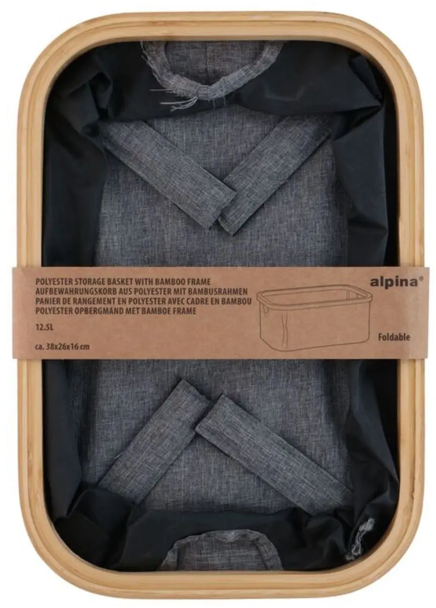 Alpina Bamboe Opbergmand 38x26x16cm - 3 Vakken