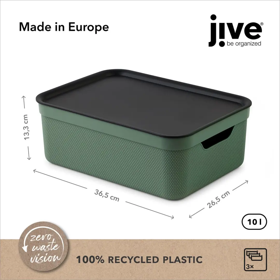 Rotho Jive Opbergboxen Set 3x10L - Groen/Antraciet