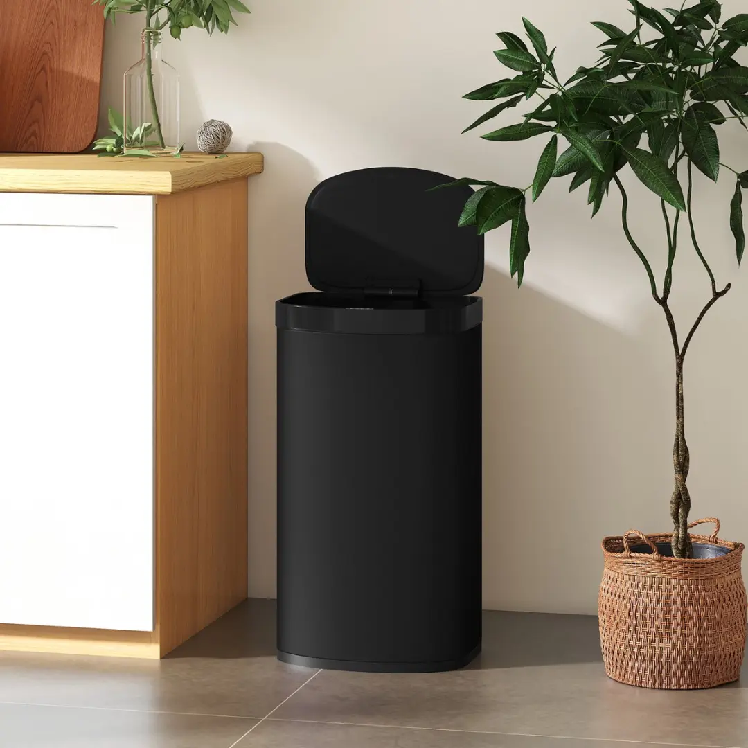 Homcom Sensor Bin Edelstalen Vuilnisbak 55L - 38x28,5x69cm Zwart - afbeelding 3 van 6