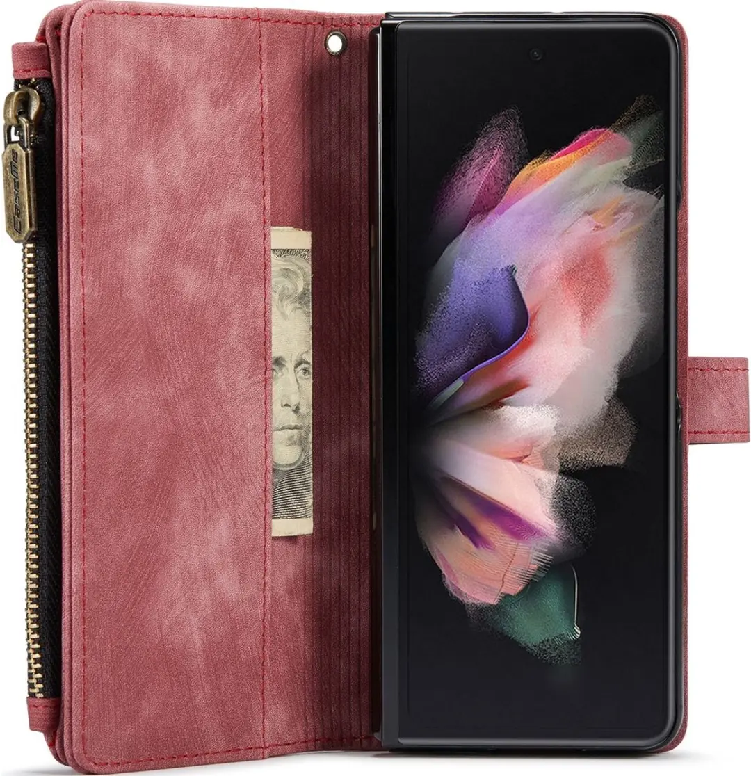 Caseme C30 Bookcase Portemonnee - Samsung Galaxy Z Fold 4 - Rood