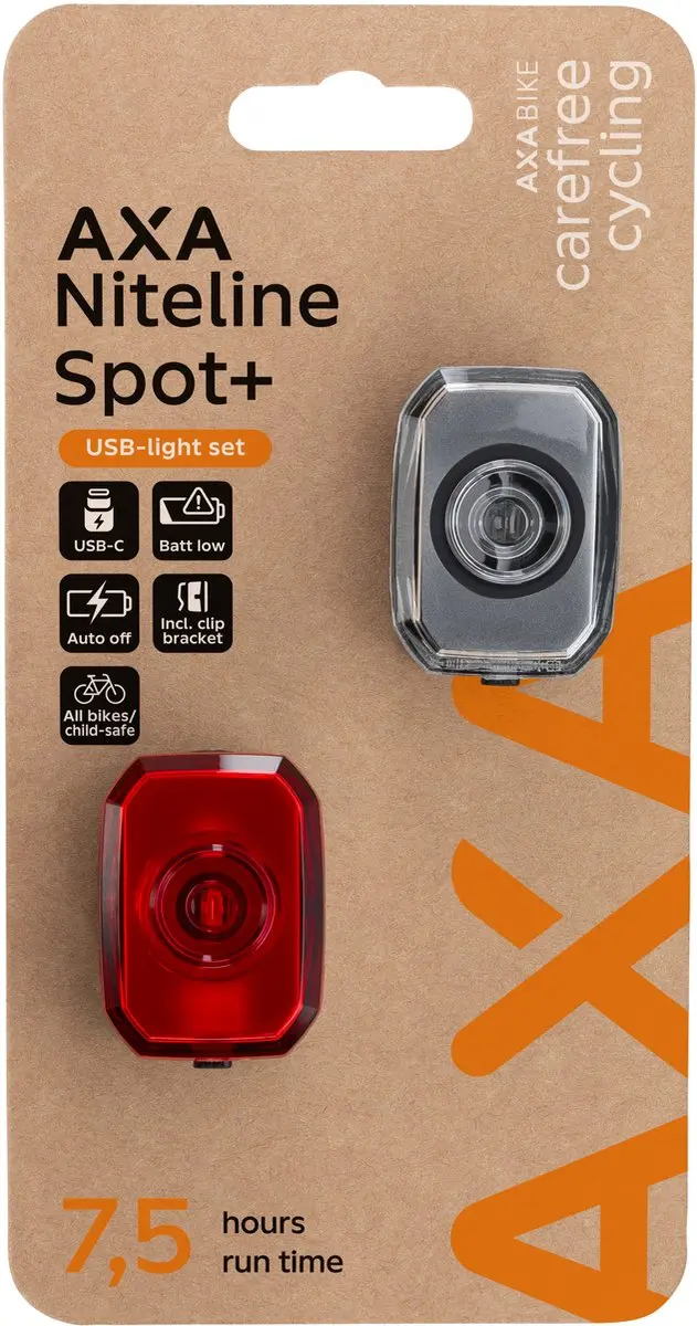 AXA Niteline Spot+ Fietsverlichting Set - USB-C Oplaadbaar