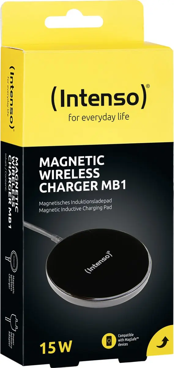 Intenso Magnetic Wireless Qi Charger MB1 15W - Zwart - afbeelding 6 van 6