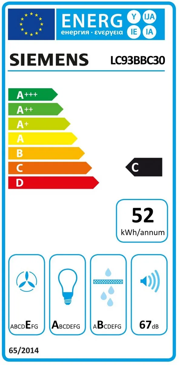 Siemens iQ100 LC93BBC30 Wandschouwkap 90cm - 400m³/u