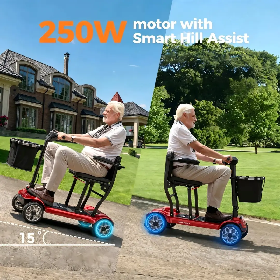HillMiles MileMate 1 Elektrische Scootmobiel 250W - 24km Actieradius - Rood